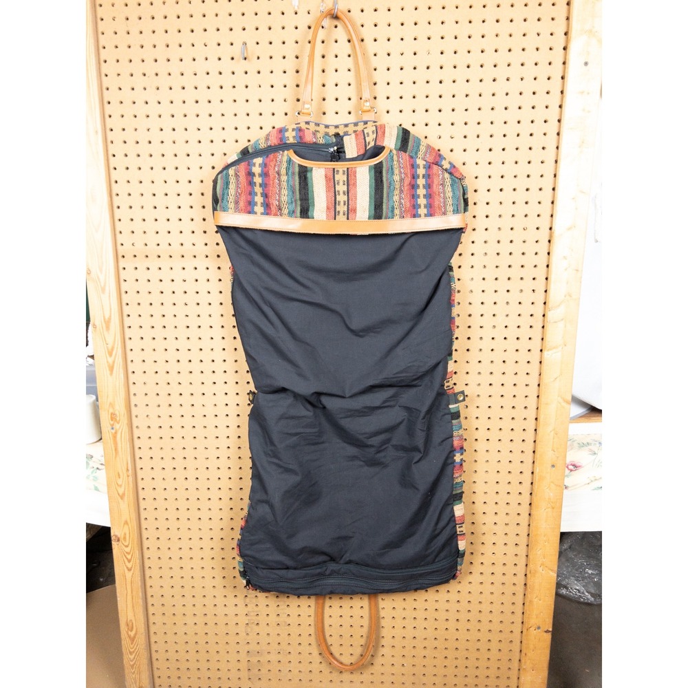 Vintage LL Bean 70s Woven Tapestry Luggage Set Striped Garment Bag, Carry-On - Picture 14 of 16